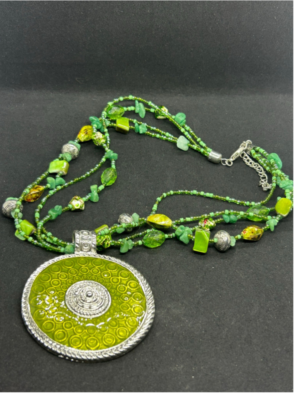 Women's Unbranded Statement Necklace One Size Green Silver